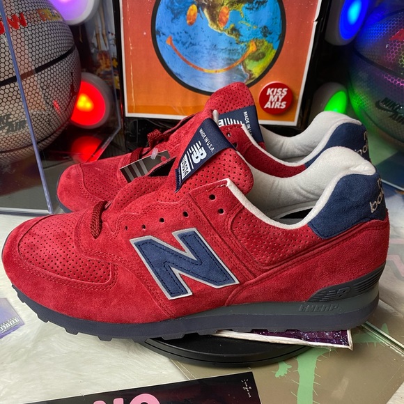 🆕 New Balance 574 Made In USA Red Blue - Mens - Picture 3 of 10
